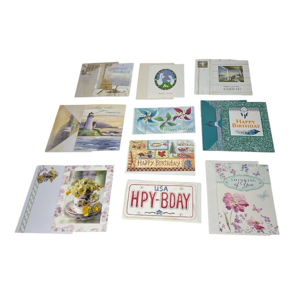 Assortment of Vintage birthday Floral nautical Greeting Card Set of 10